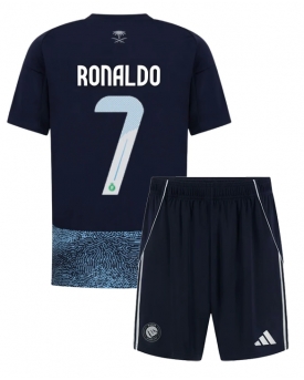 Al-Nassr Cristiano Ronaldo #7 Maglia Gara Trasferta Repliche 2025-26 Bambino Maniche Corte